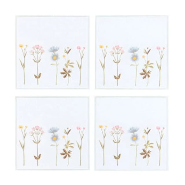 Something Different Something Different Glass Floral Coasters (Pack of 4) in White White One Size Unisex 5063652152126