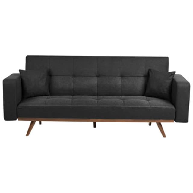 Beliani Sofa Bed 3 Seater Hjulby Black