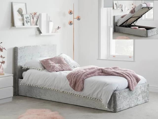 Birlea Berlin 3ft Single Steel Crushed Velvet Glitz Fabric Ottoman Bed Frame