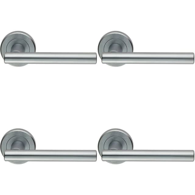 Loops 4x PAIR Straight T Bar Handle on Round Rose Concealed Fix Satin Chrome Multi