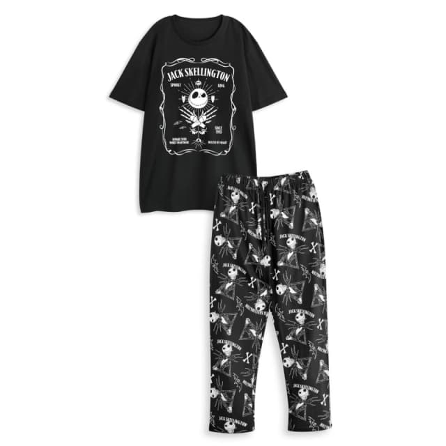 Disney Men Short Sleeve Long Leg Pyjama Set in Black Size: Small Black S Male 5063203281671