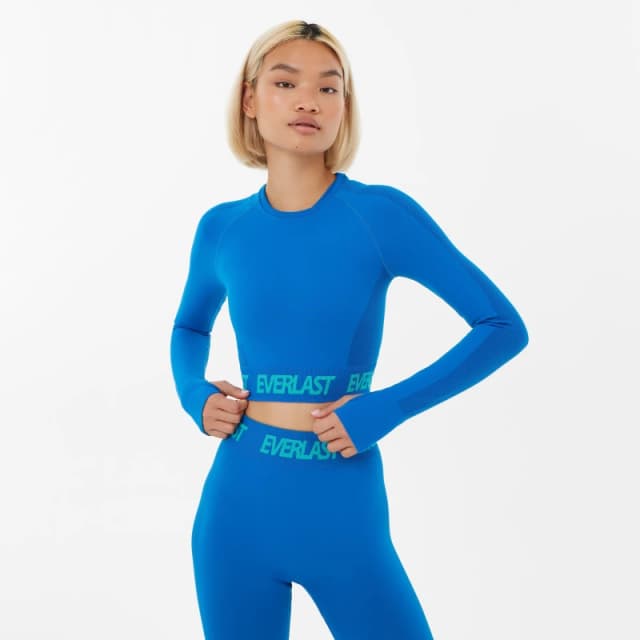 Everlast Seamless Long Sleeve Crop Top Womens - Blue Blue 8