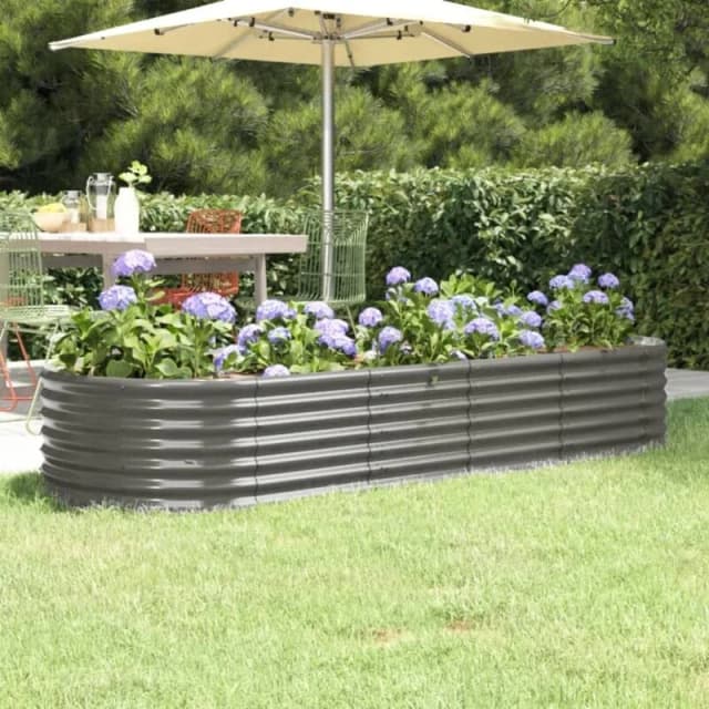 vidaXL Garden Raised Bed Powder-coated Steel 224x80x36cm Grey 318919