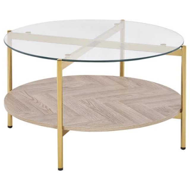 Beliani Coffee Table Lovell Tempered Glass Gold