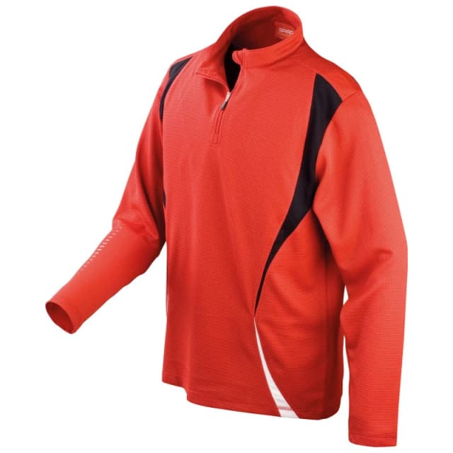 Spiro Mens Trial Zip Neck Training Top in Red Size: XS Red Male XS
