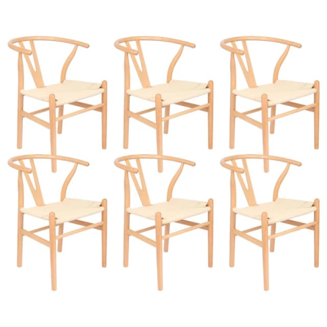 Nicholas Winter 6x Beech Wood Scandi Danish Style Dining Chairs - Solid Wood Chairs in Natural Natural Unisex