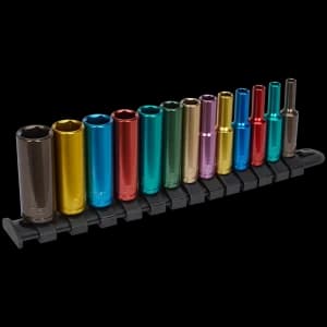 Sealey 13 Piece 1/4" Drive Multi Colour Deep Hexagon Socket Set 1/4"