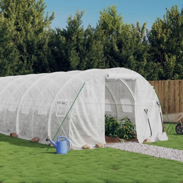 vidaXL Greenhouse with Steel Frame White 48 m 16x3x2 m, White 3188056