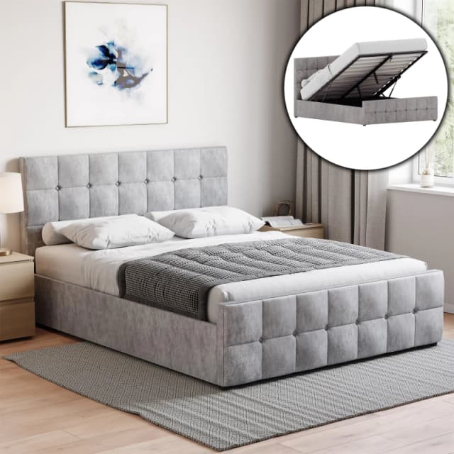 Lassic Valentina King Size Ottoman Bed & Mattress Set Crushed Velvet unisex King Size
