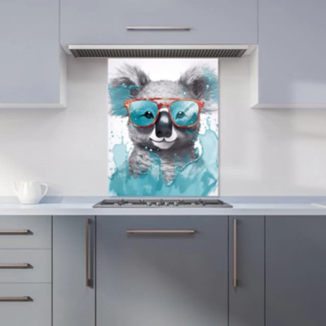 Warren Reed Designer Splashart Koala In Glasses Kitchen Splashback