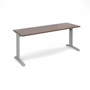 TR10 Straight Desk 1800mm x 600mm - Silver Frame Walnut Top