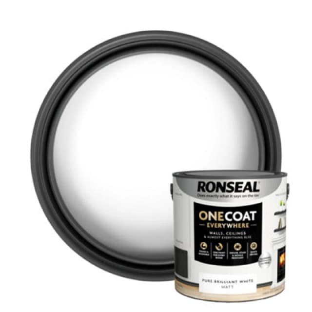 Ronseal One Coat Everywhere Multi Surface Matt Paint Pure Brilliant White - 2.5L White