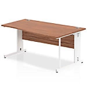 Impulse 1600 Right Hand White Cable Managed Leg Wave Desk Walnut