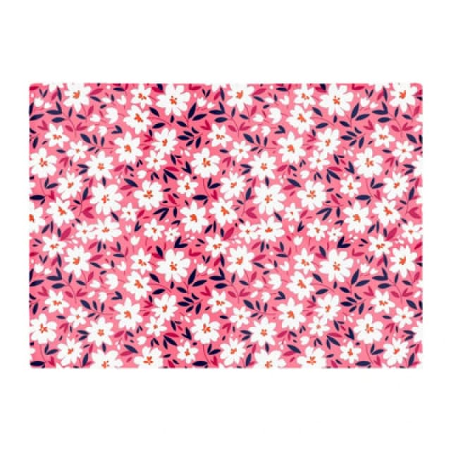 Warren Reed Designer Small Cute White Flower Pattern Glass Chopping Board