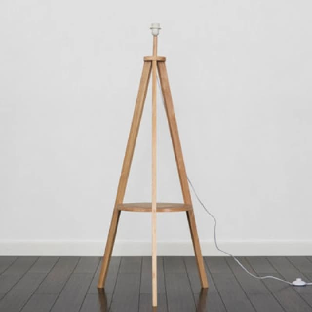 ValueLights Morrigan Free Standing Wooden Tripod Floor Lamp Base Light Oak