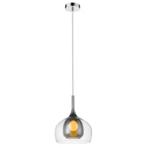 Contemporary Dome Pendant Ceiling 1 Light Smoked Grey, Glass
