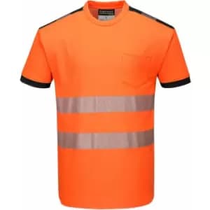 T181 - Orange/Black Sz 5XL PW3 Hi-Vis Short Sleeved T-Shirt Viz Visibilty - Orange/Black - Portwest