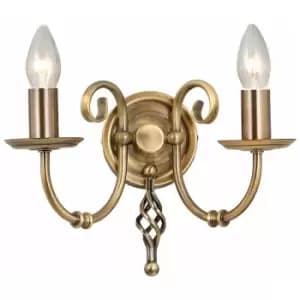 Twin Wall Light Artisan Knot Twist Detail Aged Brass LED E14 60W
