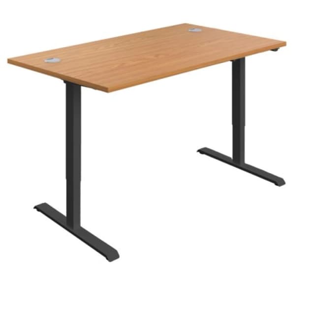 First Economy Single Motor Sit/Stand Desk 1200x800x705-1220mm Nova Oak/Black KF803772