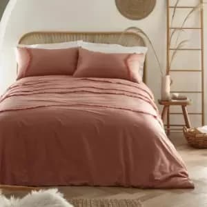 Loft Tabitha Chevron Tassel 100% Cotton Duvet Cover Set, Dark Coral, Single - Appletree