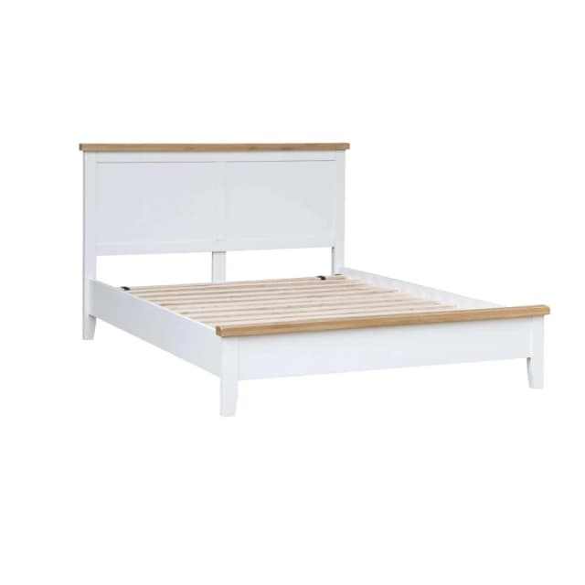 Home Source Easton Solid Wood With Oak Veneer White 4' 6" Double Wooden Bed Frame