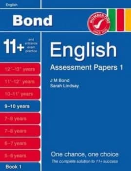 Bond Assessment Papers English 9-10 Yrs Book 1 by Sarah Lindsay Paperback