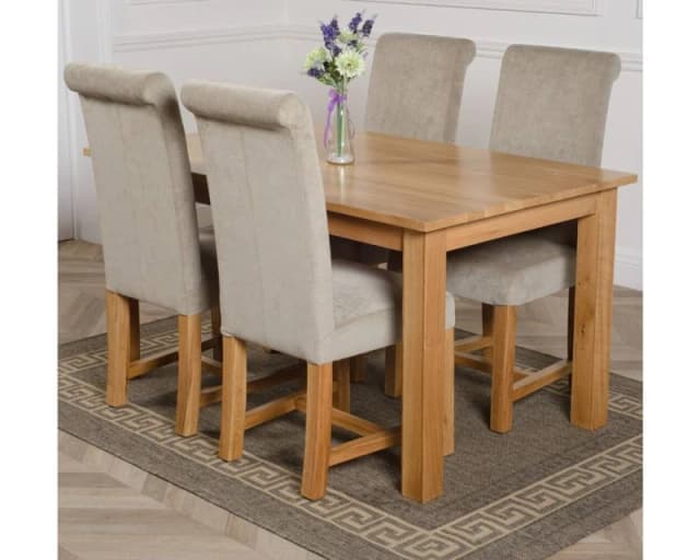 Thats Furniture Oslo 150 x 90cm Medium Oak Dining Table & 4 Washington Fabric Chairs in Grey Grey Unisex 150 x 90 cm