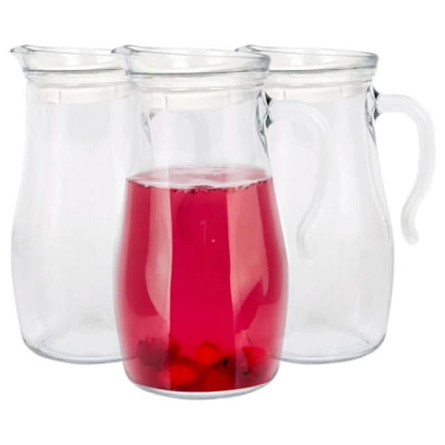 LAV Glassware Lav Misket Glass Water Jugs With Silicone Lid - 1.8L - Pack Of 3