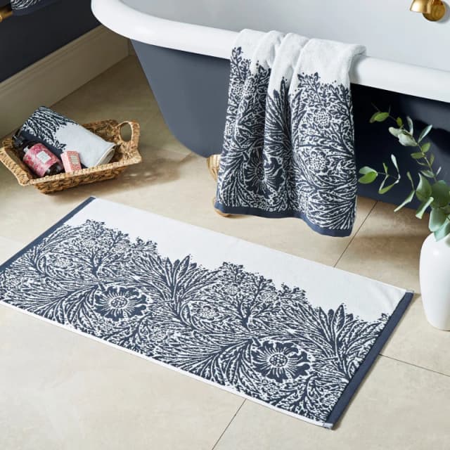 William Morris At Home Marigold Bath Mat 50cm x 90cm Prussian Blue