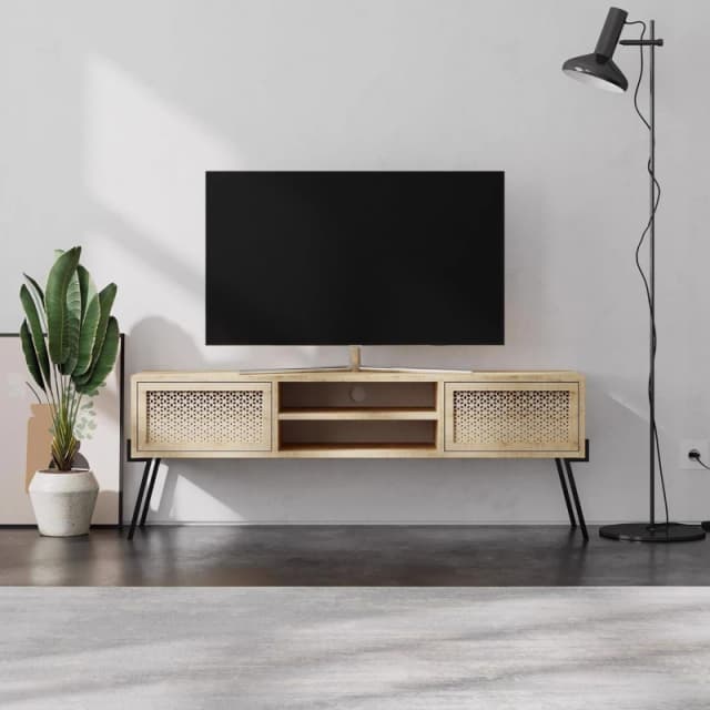 FWStyle FWStyle Oak Effect TV Unit/Stand Push To Open Wide Design in Brown Brown One Size Unisex 5056413131577