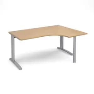 Office Desk Right Hand Corner Desk 1600mm Oak Top With Silver Frame 1200mm Depth TR10 TBER16SO