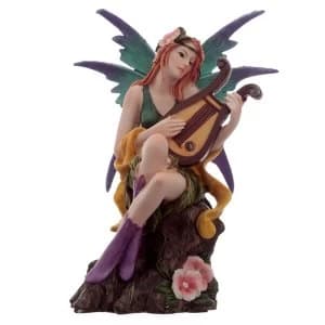 Spring Flower Fairy with Lyre Harp