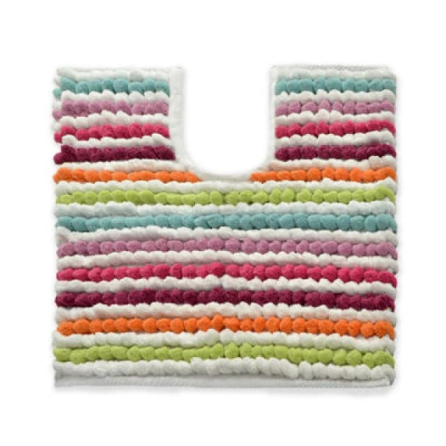 Allure Bath Fashions Striped Chunky Bobble Pedestal Toilet Mat - Multi Bright