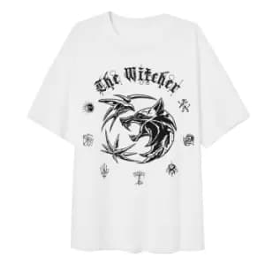 The Witcher Womens/Ladies Symbol Oversized T-Shirt (XL) (White)