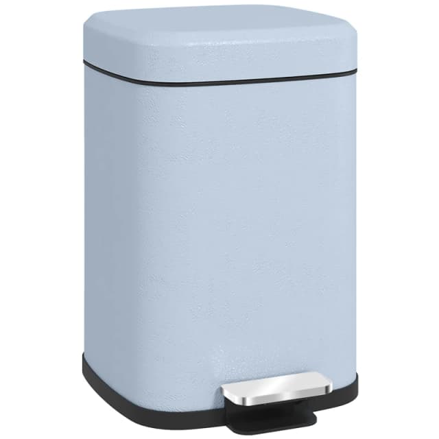 HOMCOM 12L Kitchen Pedal Bin - Metal Rubbish Bin with Soft-close Lid - Light Blue TJ Hughes Black 5056725569716