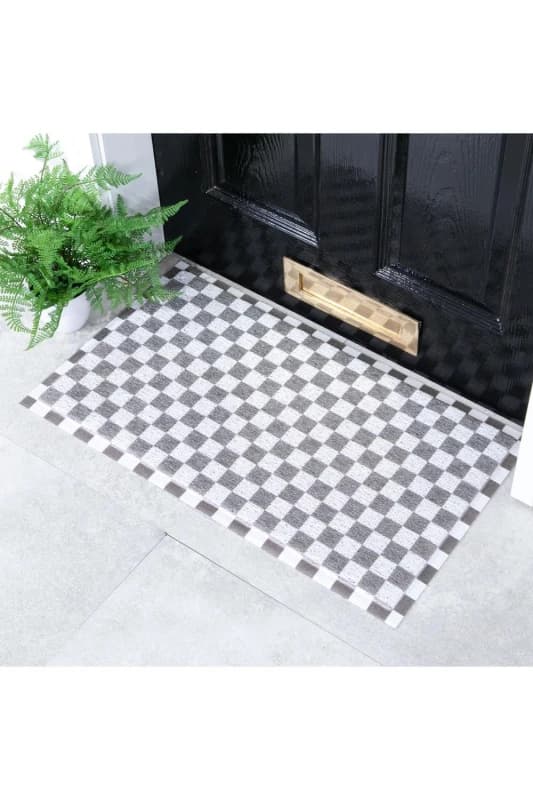 Native Natural Grey Check Doormat (70 X 40Cm)