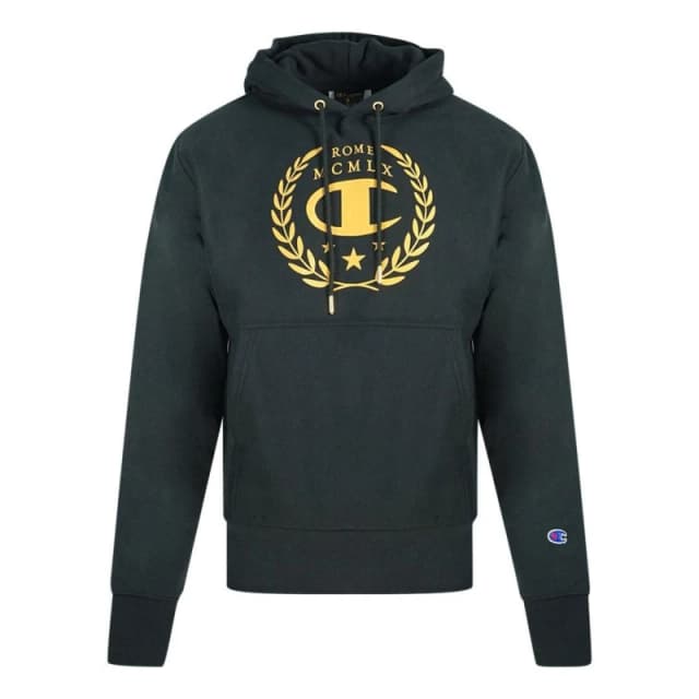 Champion Rome Logo Black Hoodie Black male