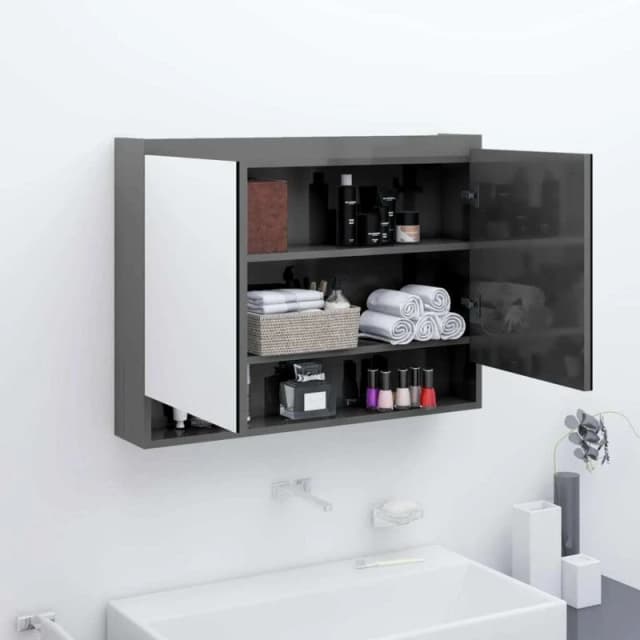VIDAXL Vidaxl - Bathroom Mirror Cabinet 80x15x60cm mdf Shining Grey 8720286391594