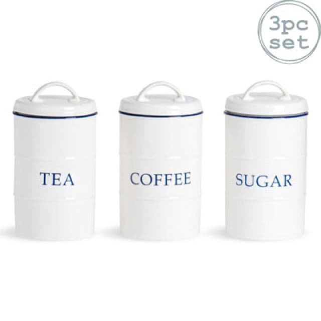 Nicola Spring - White Farmhouse Tea Coffee Sugar Set - 11Cm - 3Pc