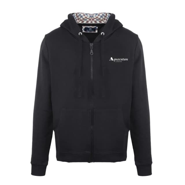 Aquascutum Mens Zip Hood Sweat Zip Hoodie Black male Small