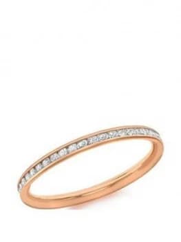 Love GOLD 9ct Rose Gold Cubic Zirconia Set Ring, Rose Gold, Size V, Women