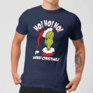 The Grinch Ho Ho Ho Mens Christmas T-Shirt - Navy - L