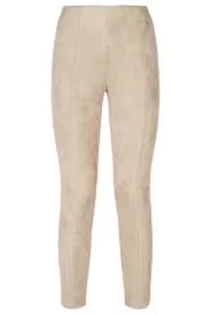 James Lakeland Camel Side Zip Faux Suede Trousers - 8
