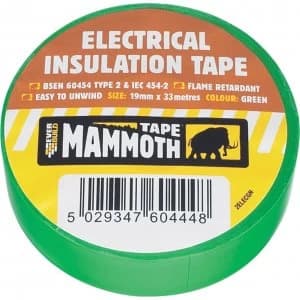 Everbuild Electrical Insulation Tape Green 19mm 33m