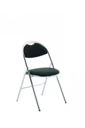 Milan Folding Chair Black Vinyl Chrome Frame BR000304