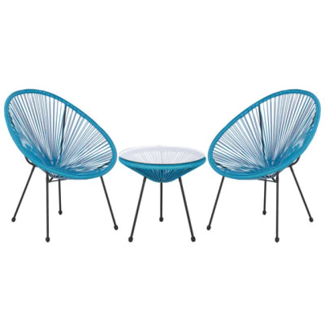 Beliani Bistro Set Acapulco Ii Pe Rattan Blue