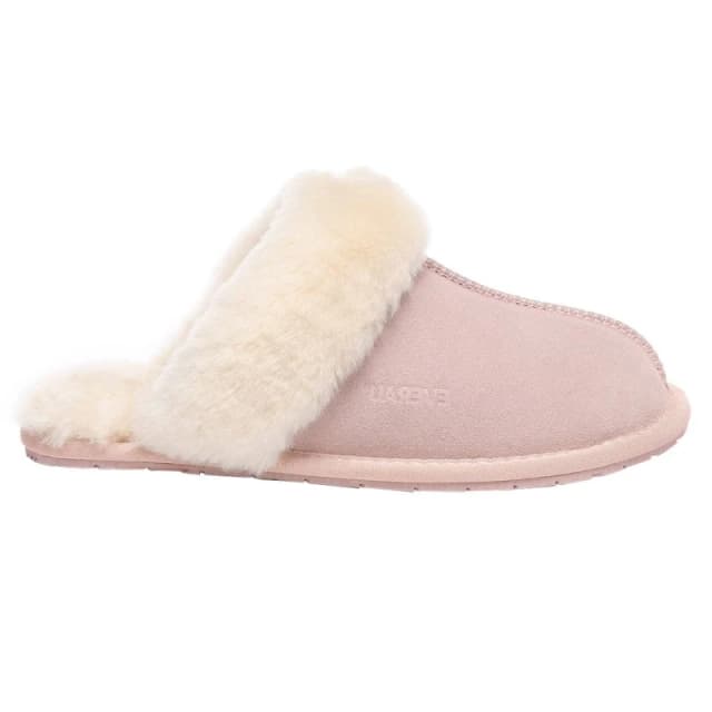 EverAu Australia Womens Real Sheepskin Harrier Slippers with Rubber Sole in Pink Size: 3 Pink Female 3