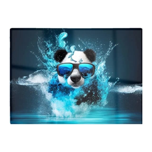 Warren Reed Designer Panda With Glasses Splashart Water Glass Chopping Board