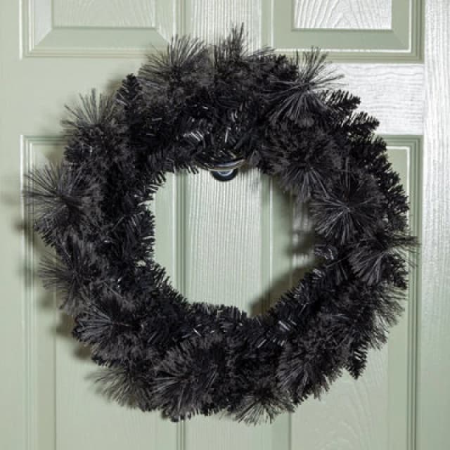 Samuel Alexander 50Cm Plain Black Tipped Hanging Christmas & Halloween Artificial Wreath