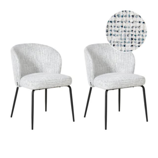Beliani Set Of 2 Dining Chairs Zana Fabric White/ Blue
